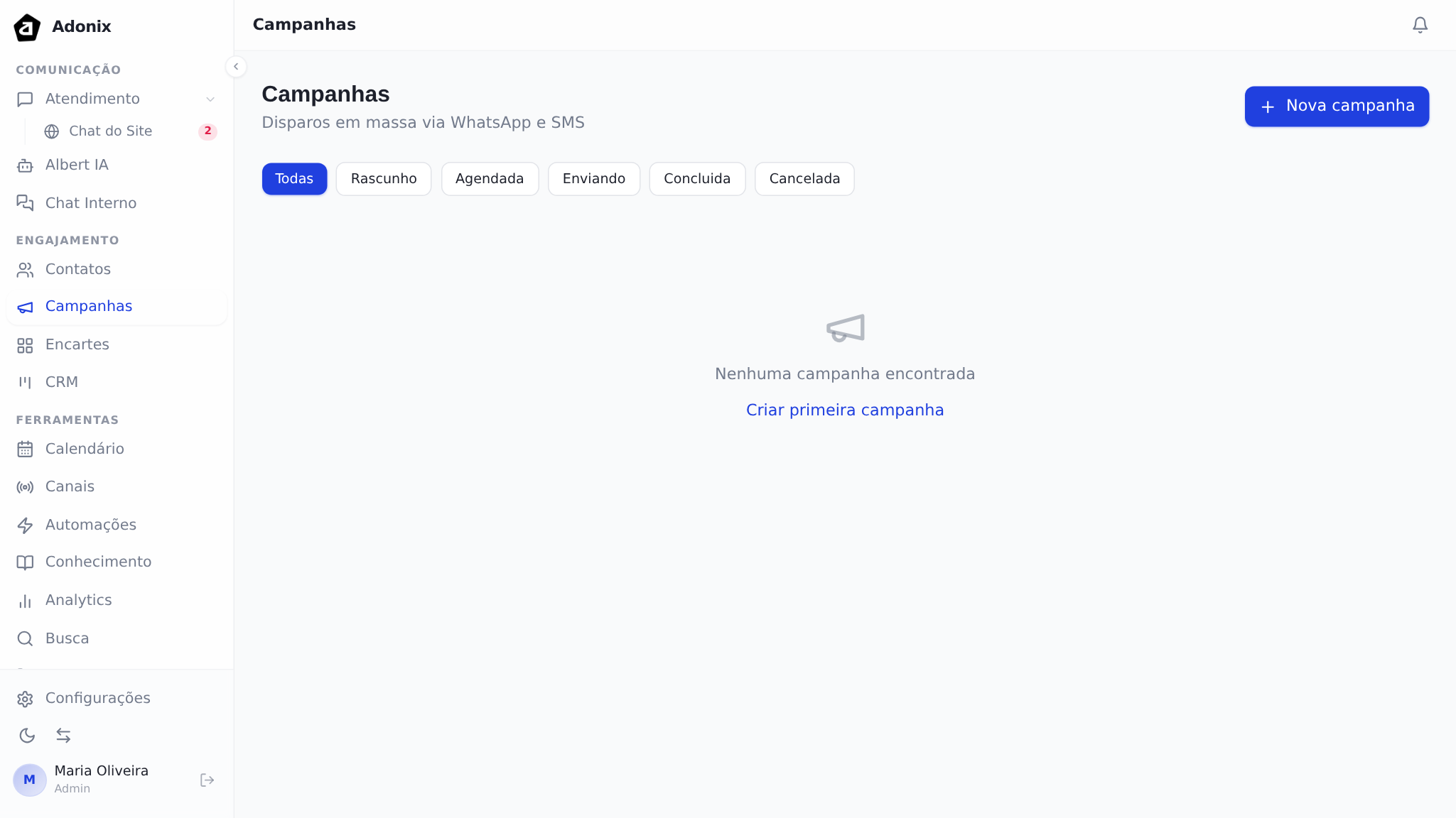 Criar campanha WhatsApp