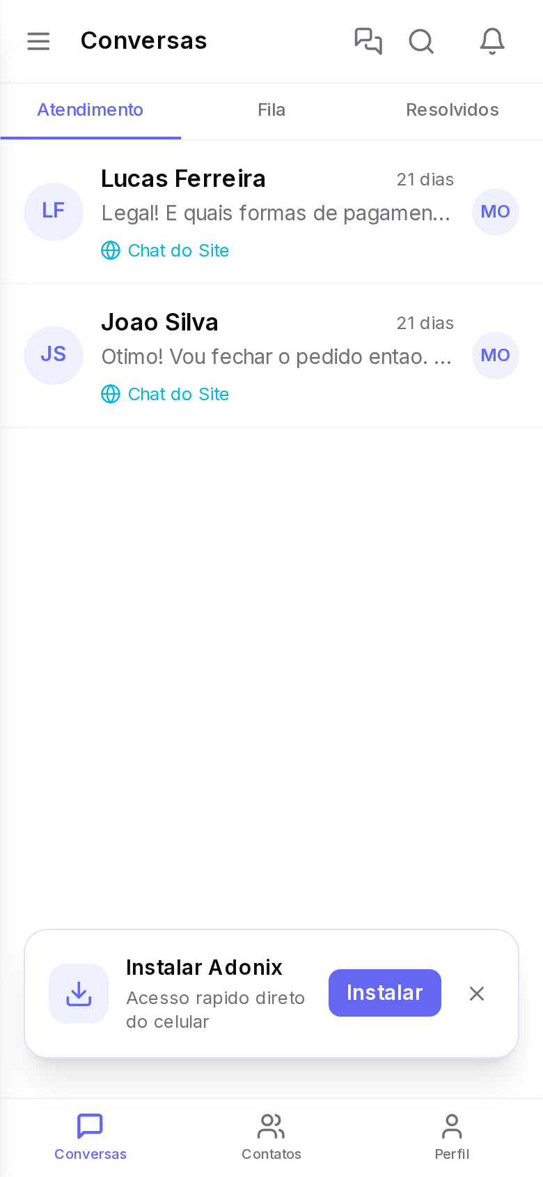 Inbox do app mobile