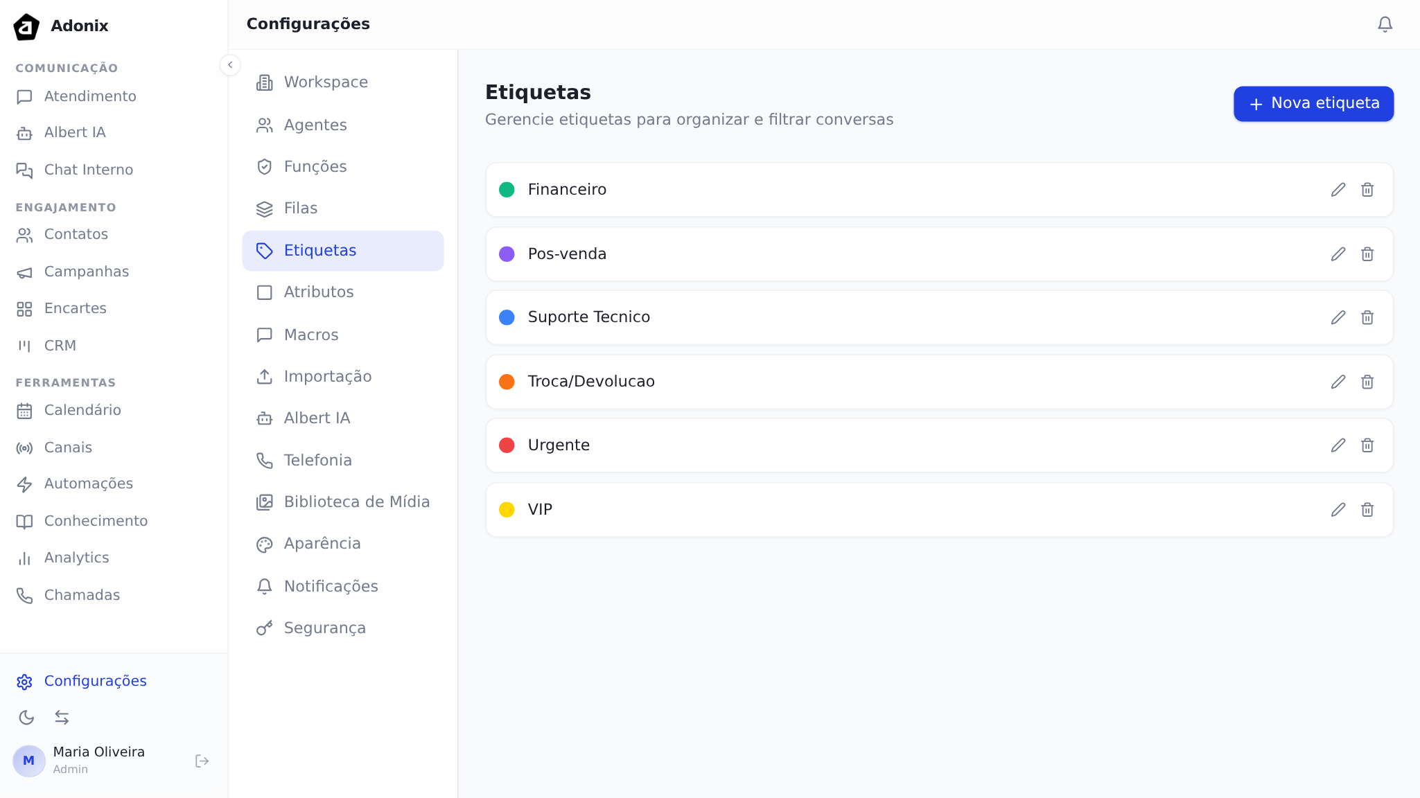 Gerenciamento de Etiquetas