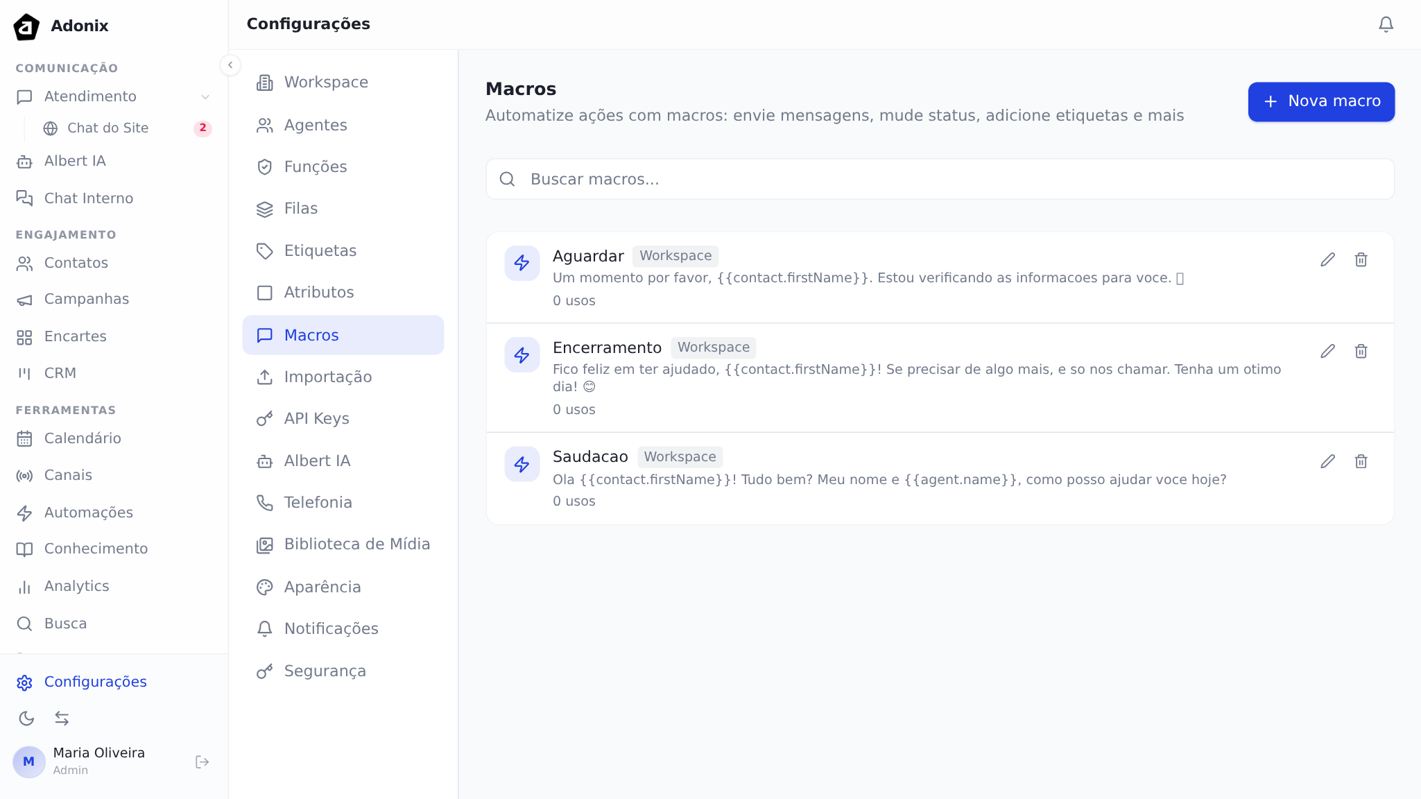 Configuração de Macros