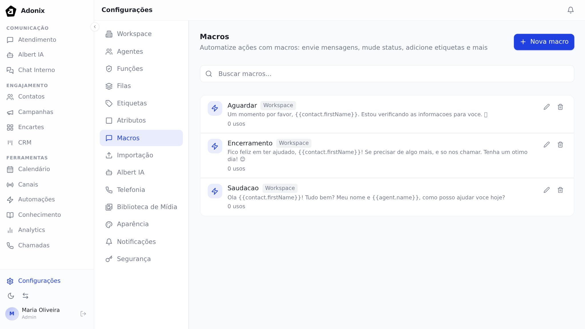 Configuração de Macros